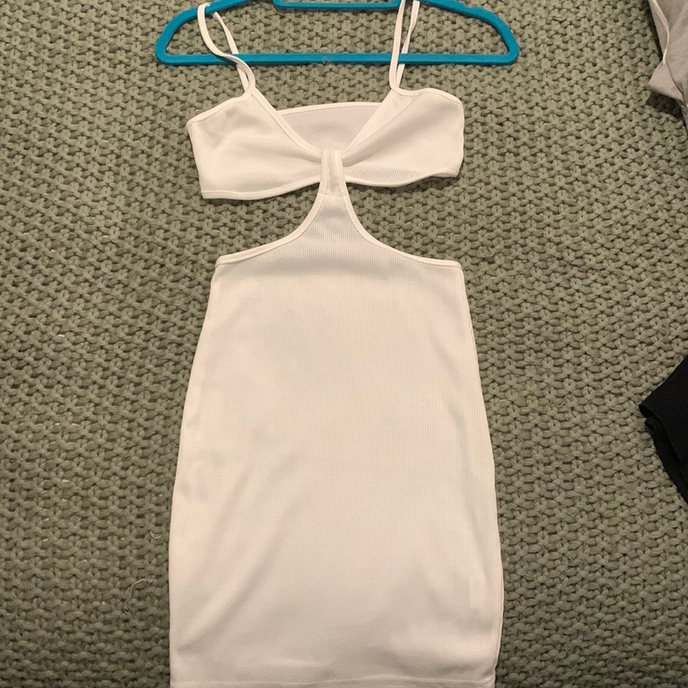 Urban outfitters, white, cut-out, ribbed, dress size small!